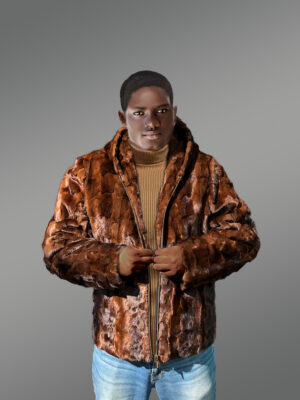 Classic Mink Fur Jacket with Hood Is a New Stylish Attire For Men