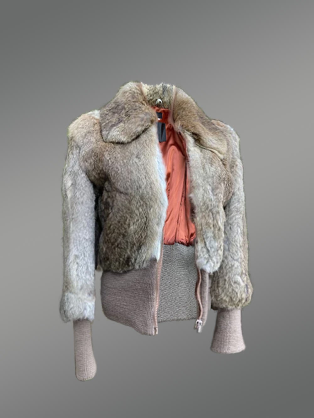 Hare Fur Bomber Jacket for Women in Natural Color - Image 9