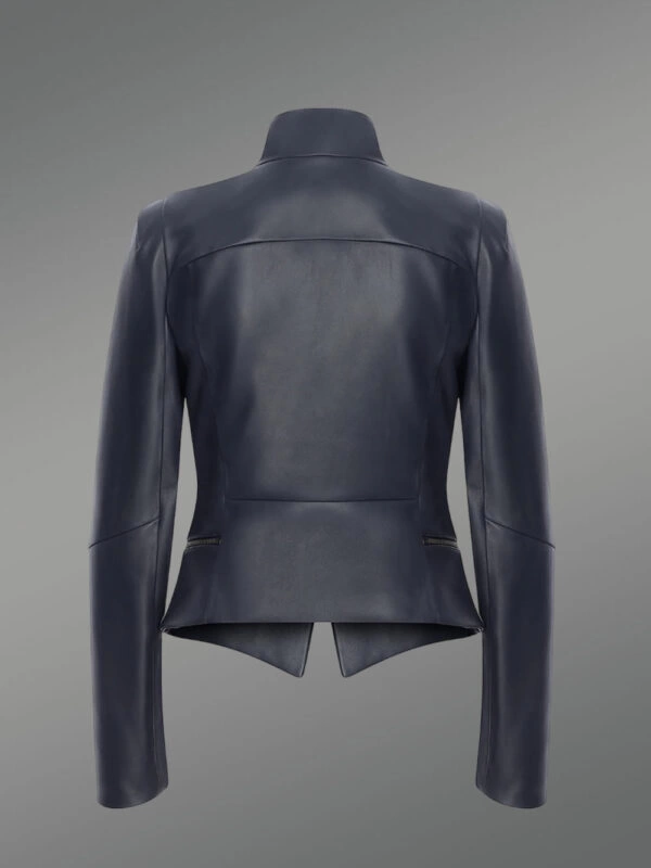 Adjustable Length Single Collar Biker Jacket - Image 3