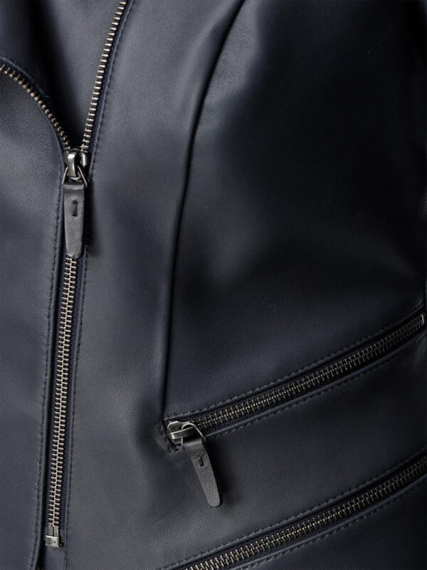 Adjustable Length Single Collar Biker Jacket - Image 4