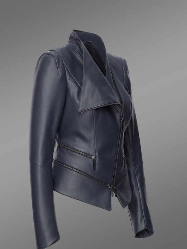 Adjustable Length Single Collar Biker Jacket - Image 2