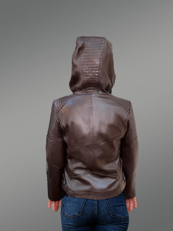 Leather Moto Jacket with Square Pockets - Image 3