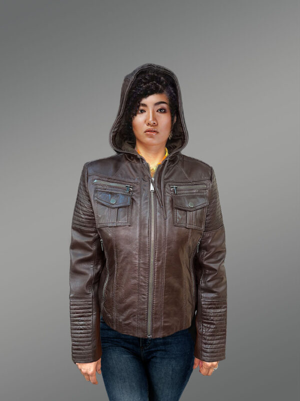 Leather Moto Jacket with Square Pockets - Image 2