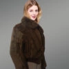 Real Rabbit Fur Bomber For Stylish Womens side view