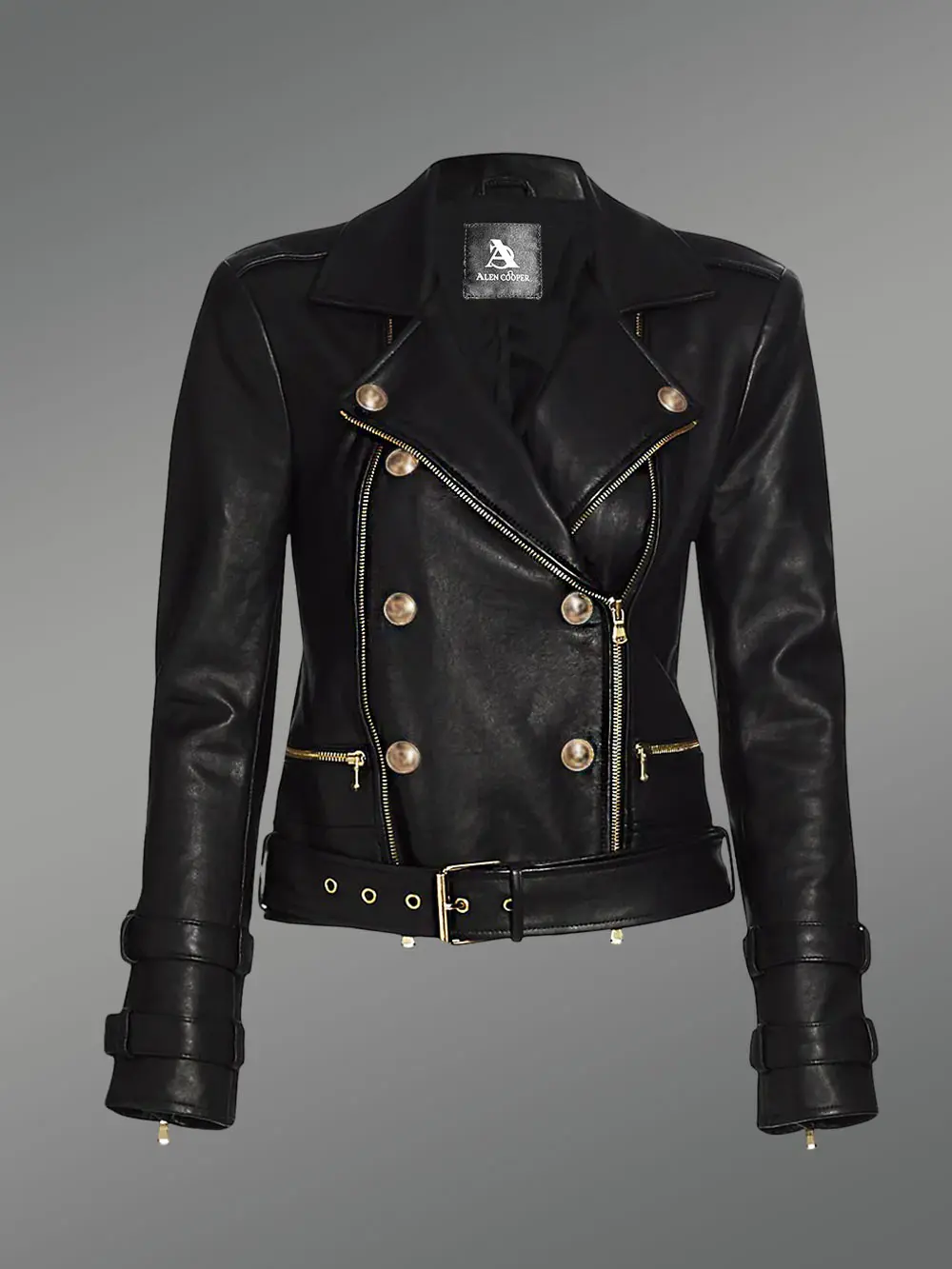 Real Leather Biker Jacket - Image 6