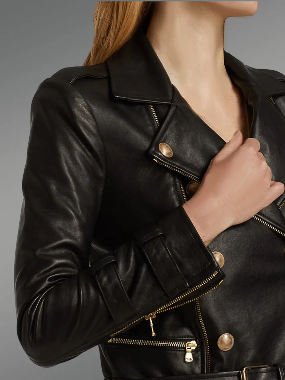 Real Leather Biker Jacket - Image 5