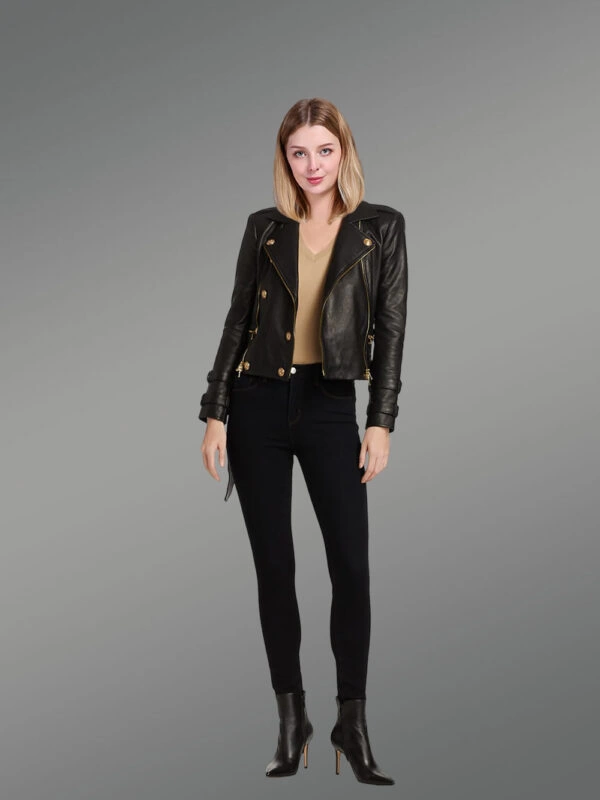 Real Leather Biker Jacket - Image 4