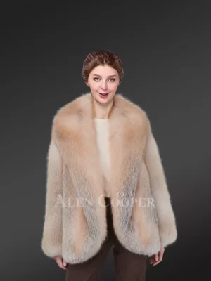 Gold Fox Short Jacket with Shawl Collar is the New Trendy Winter Fashion