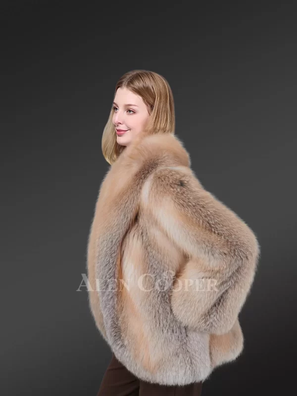 Gold Fox Short Jacket with Shawl Collar is the New Trendy Winter Fashion