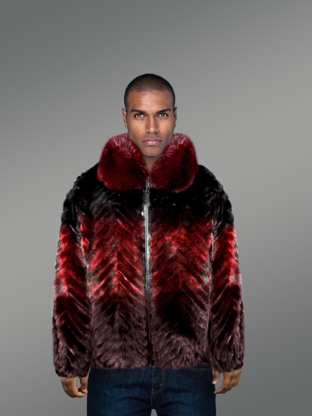 Men Mink Fur Bomber Jacket