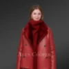 Shearling Calla Coat in Cherry Red