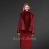 Shearling Calla Coat in Cherry Red