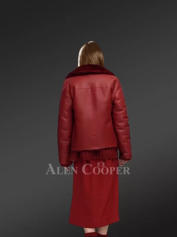 Shearling Calla Coat in Cherry Red