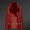 Shearling Calla Coat in Cherry Red