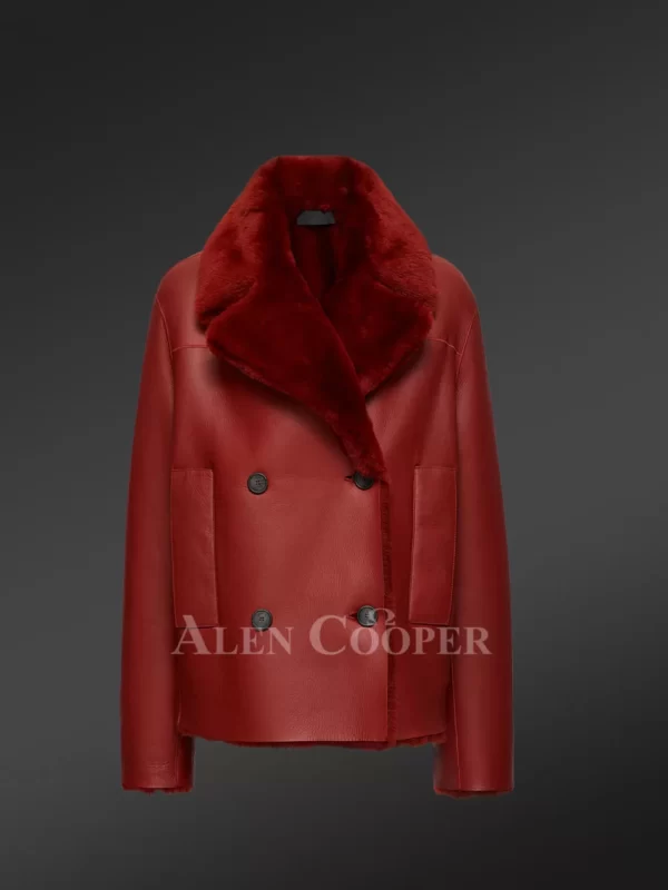 Shearling Calla Coat in Cherry Red