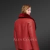 Shearling Calla Coat in Cherry Red