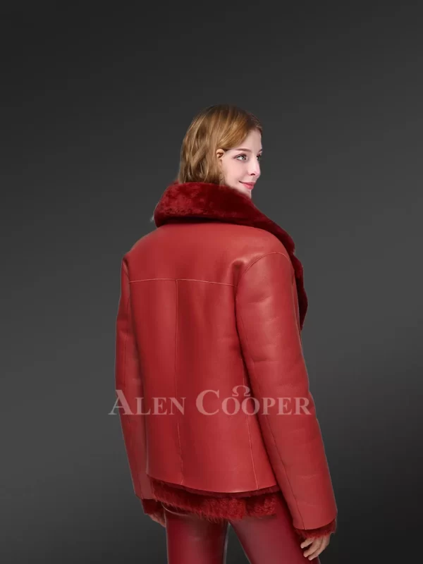 Shearling Calla Coat in Cherry Red