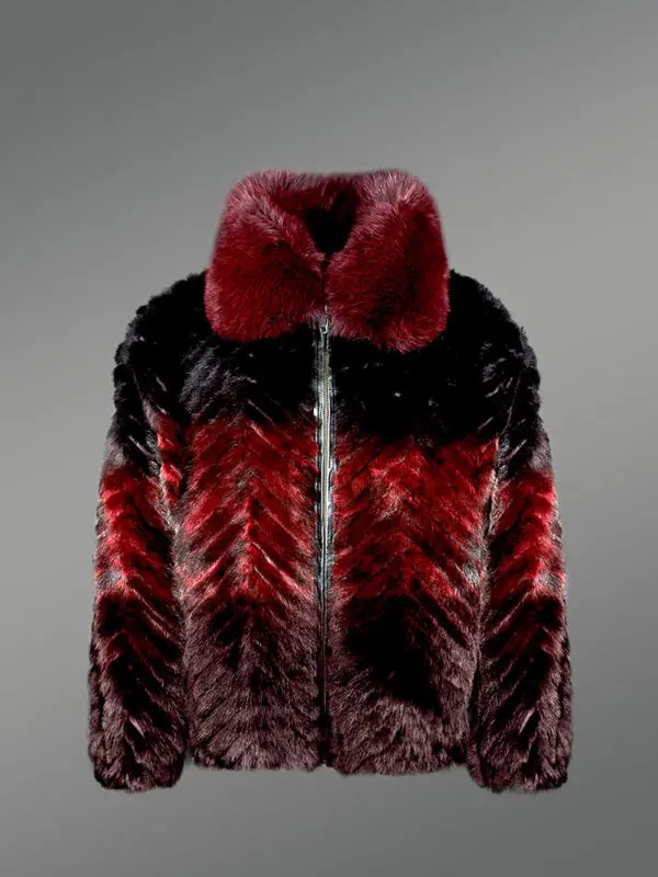 Men Mink Fur Bomber Jacket - Image 2
