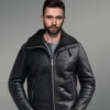 Shearling Black Leather Jacket for Men