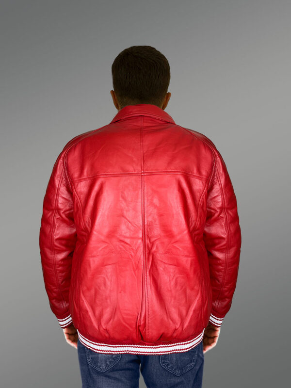 Mens Red Lambskin Leather Bomber – Vibrant Looks with Promise of Comfort - Image 5