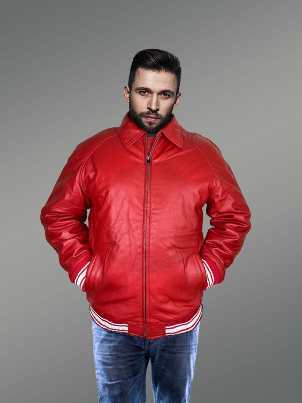 Comfy Leather Bomber with Flexible Hem and Wrist