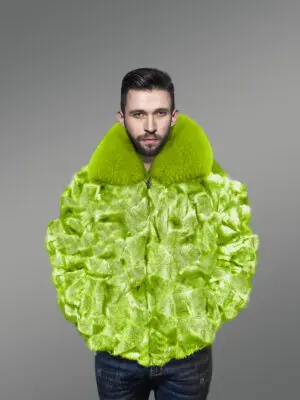 Fox Fur Bomber With Round Neck Collar