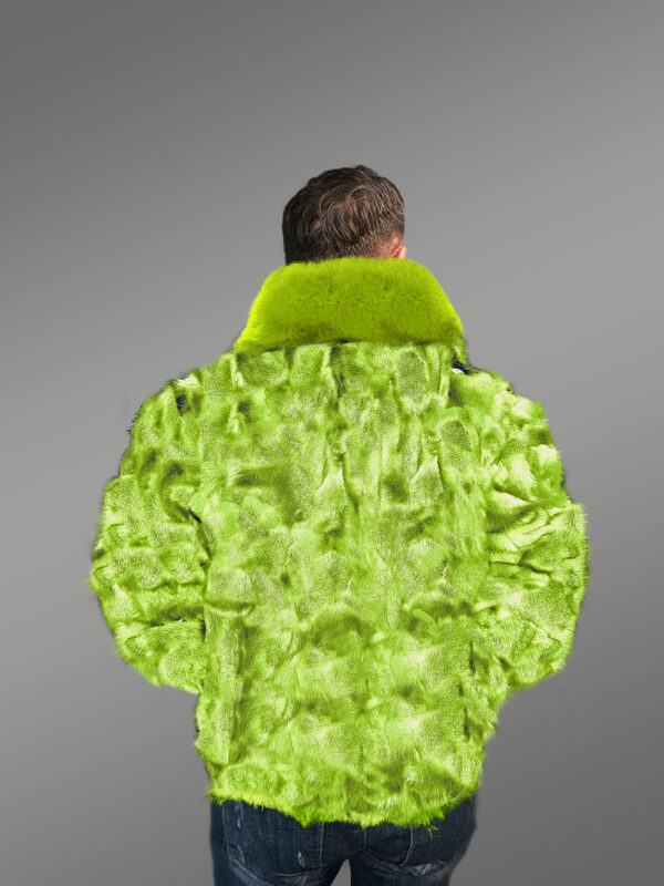 Fox Fur Bomber With Round Neck Collar - Image 3
