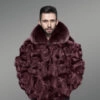 Fox Fur Bomber with Flexible Hem and Wrist