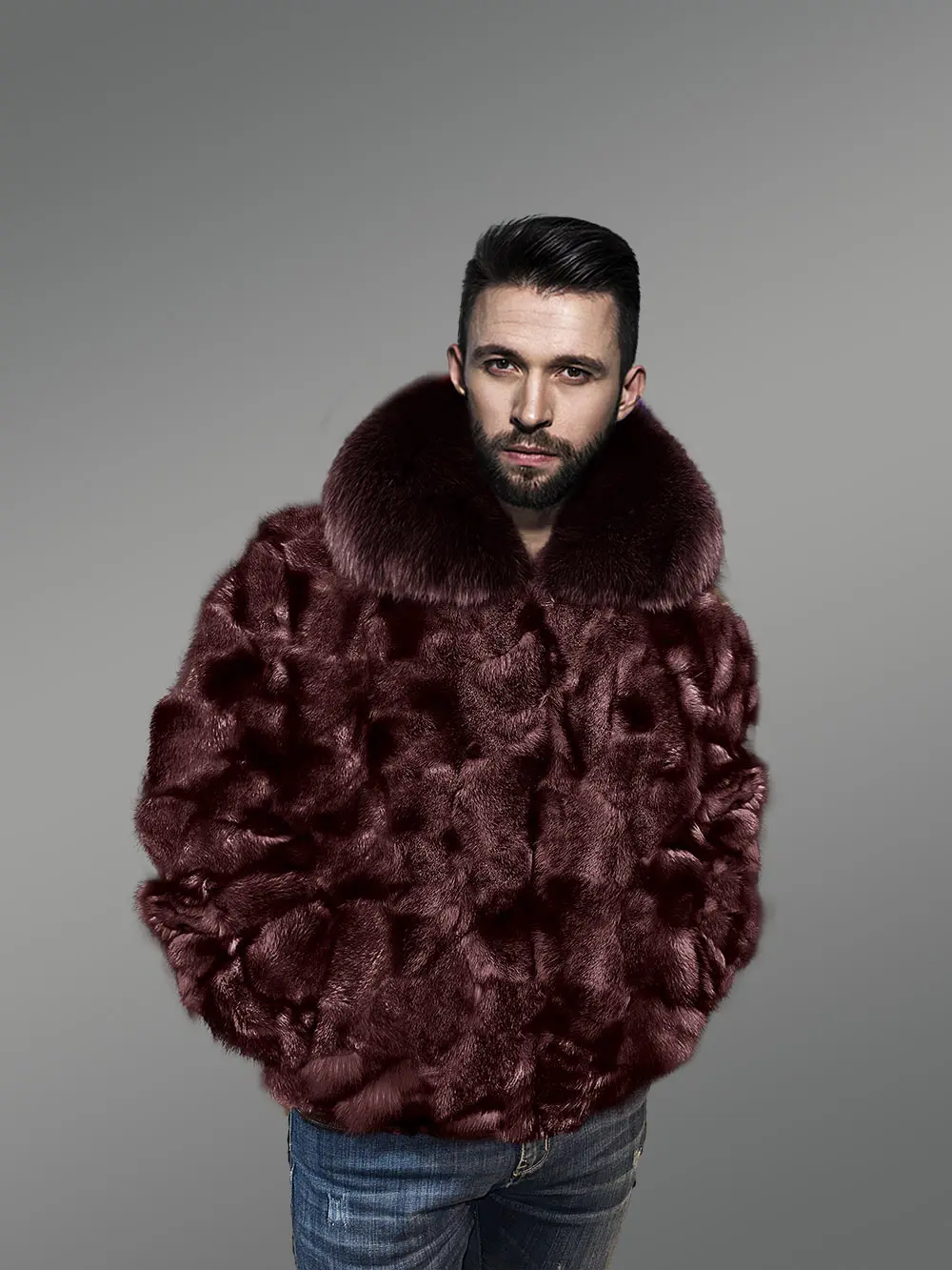 Comfy Fox Fur Bomber with Flexible Hem and Wrist - Image 2