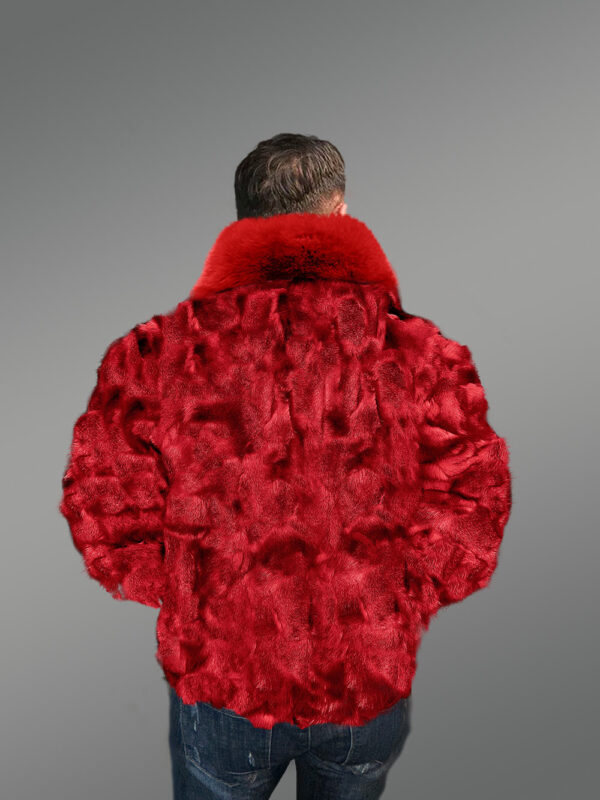 Fox Fur men Bomber in Red - Image 3