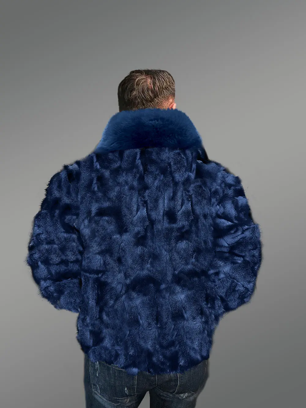 Furry Fox fur Bomber for Men - Image 2