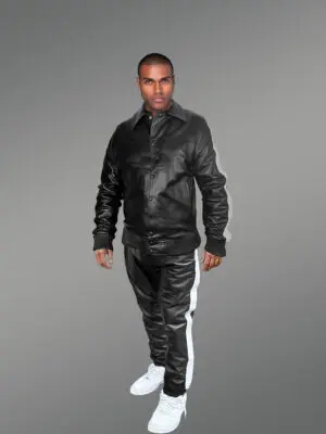 Men Button Down Jogger Set