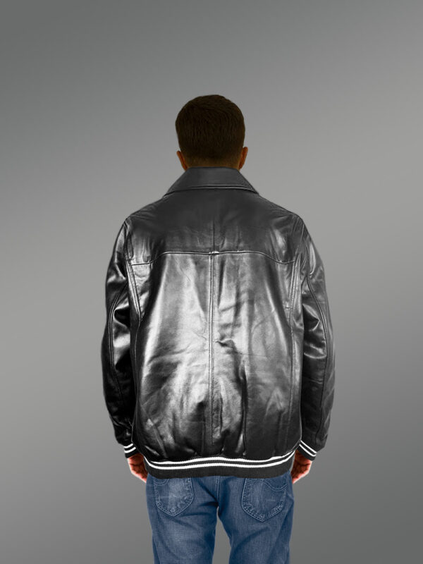 Stylish Leather Bomber with a Zip-up Front - Image 4