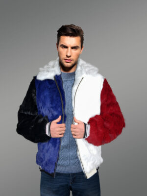 Opulent Fox fur Bomber Jacket for Men (3)
