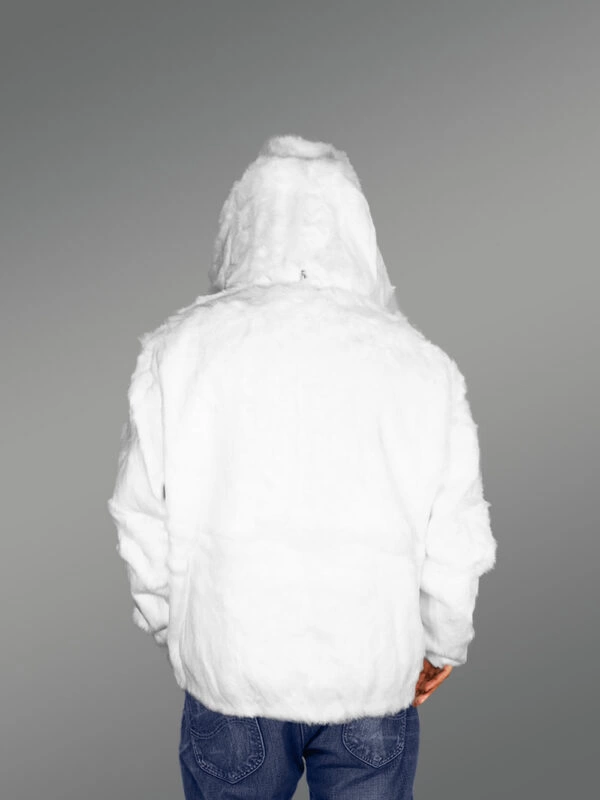 Mens White Coat of Rabbit Fur - Image 6