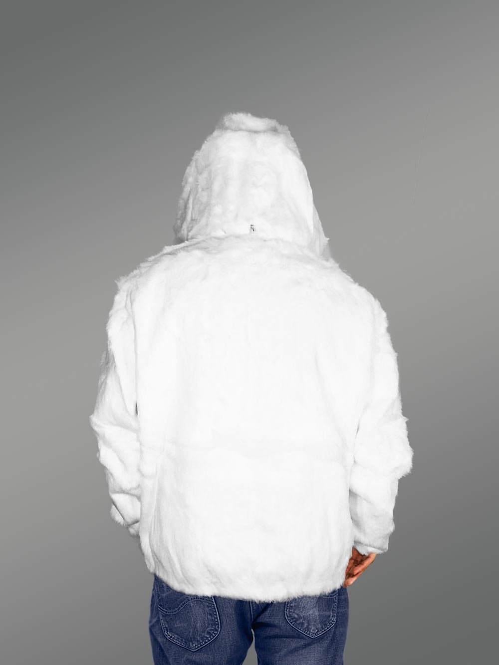 Mens White Coat of Rabbit Fur - Image 6