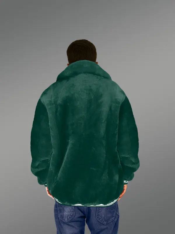 Sheepskin Mouton Varsity Jacket in Green - Image 4
