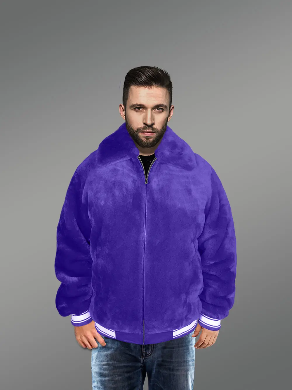 Sheepskin Mouton Varsity Jacket for Men - Image 2