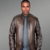 Studded Leather Motorcycle Jacket for Men