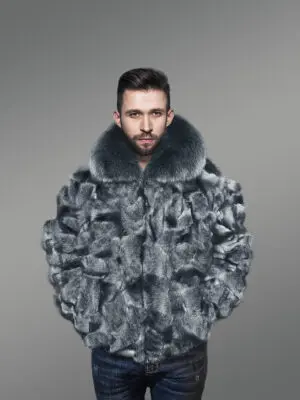 Stylish Fox Fur Bomber with a Zip-up Front