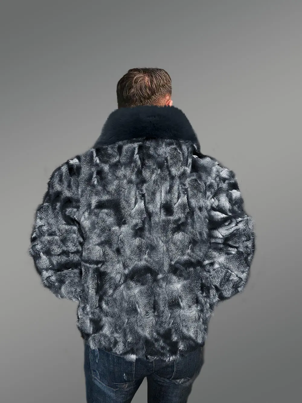 Stylish Fox Fur Bomber with a Zip-up Front - Image 3