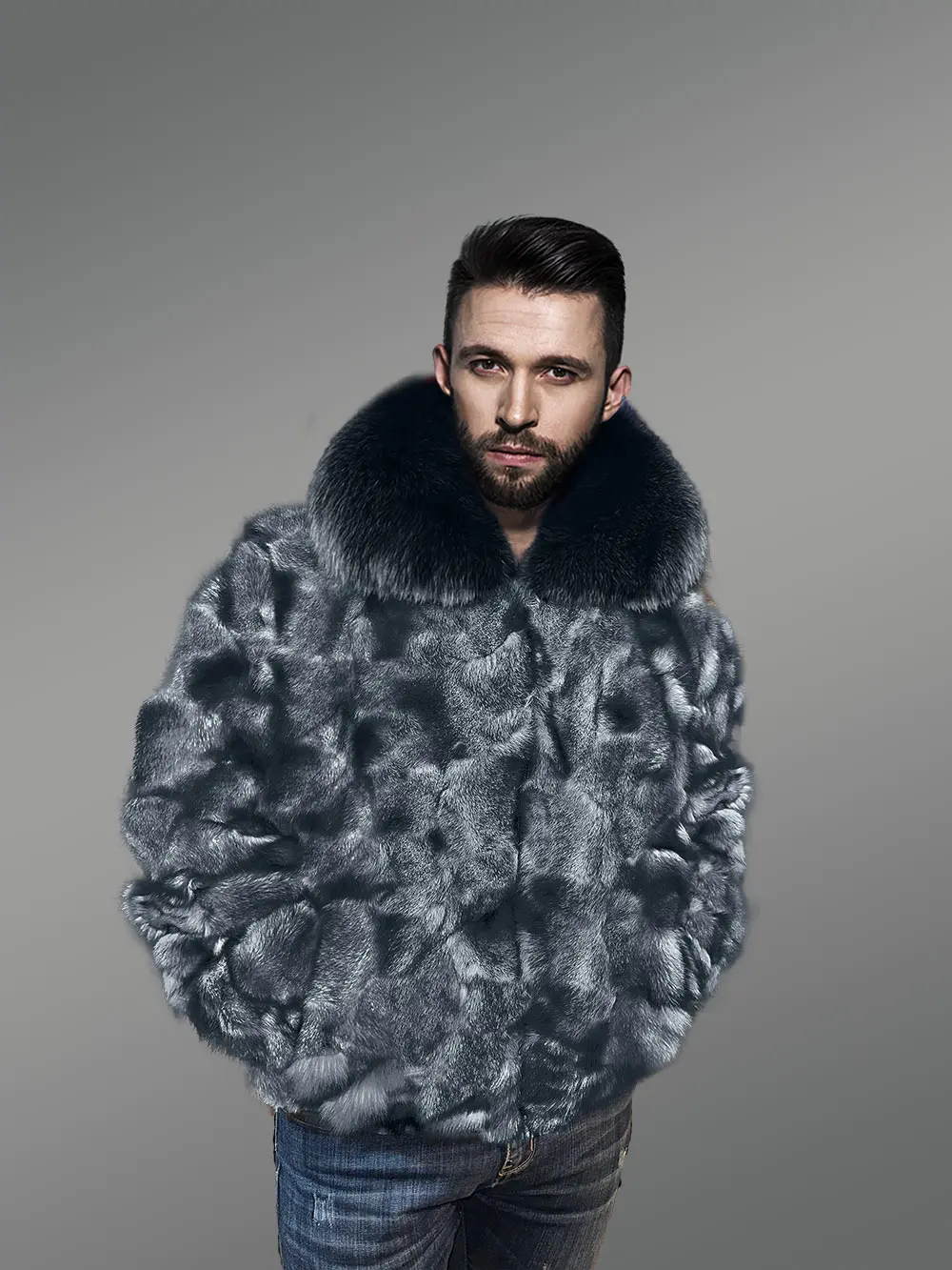 Stylish Fox Fur Bomber with a Zip-up Front - Image 2