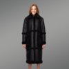 Women Shearling Classic long black Coat