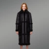 Women Shearling Classic long black Coat