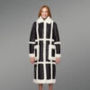 Women Shearling Classic long black and White Coat