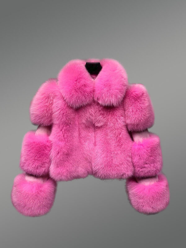 Fox Fur Crop Coat in Pink