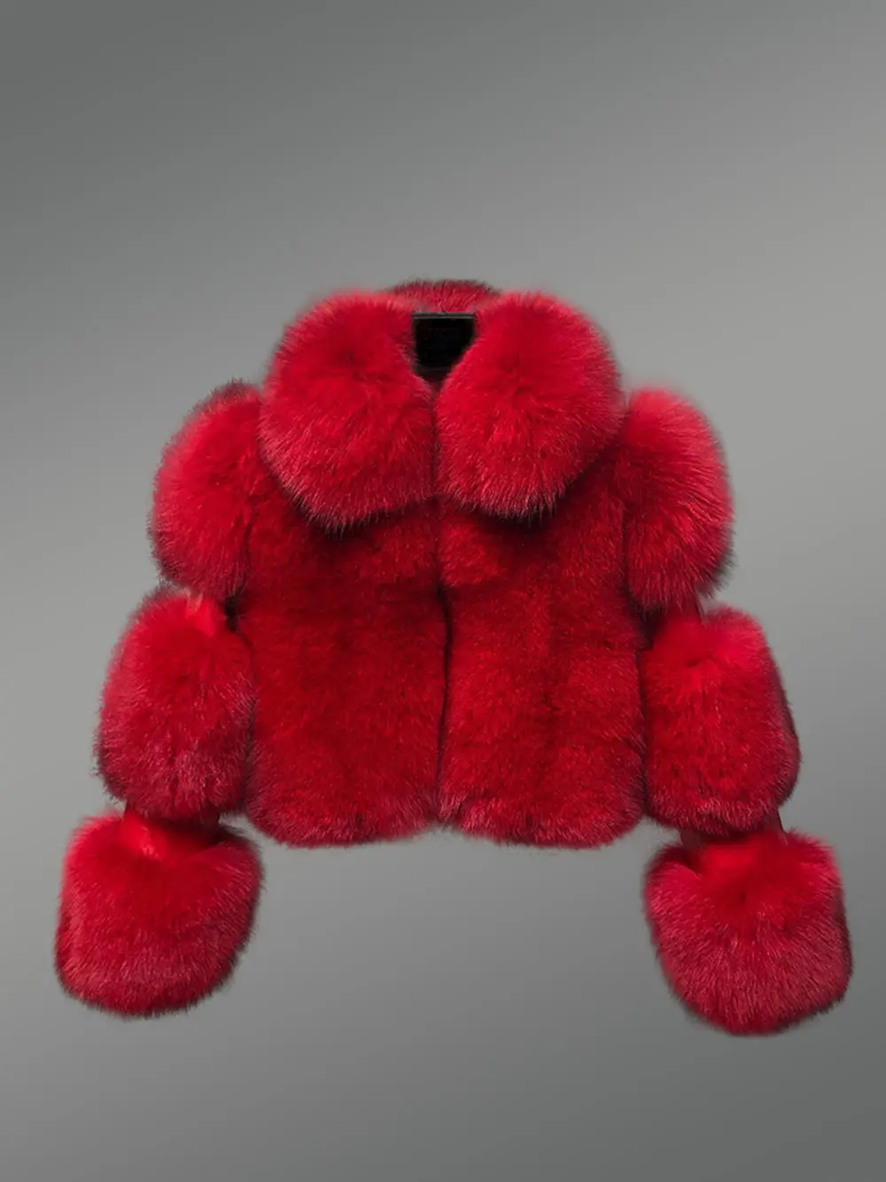 Red Crop Coat in Fox Fur