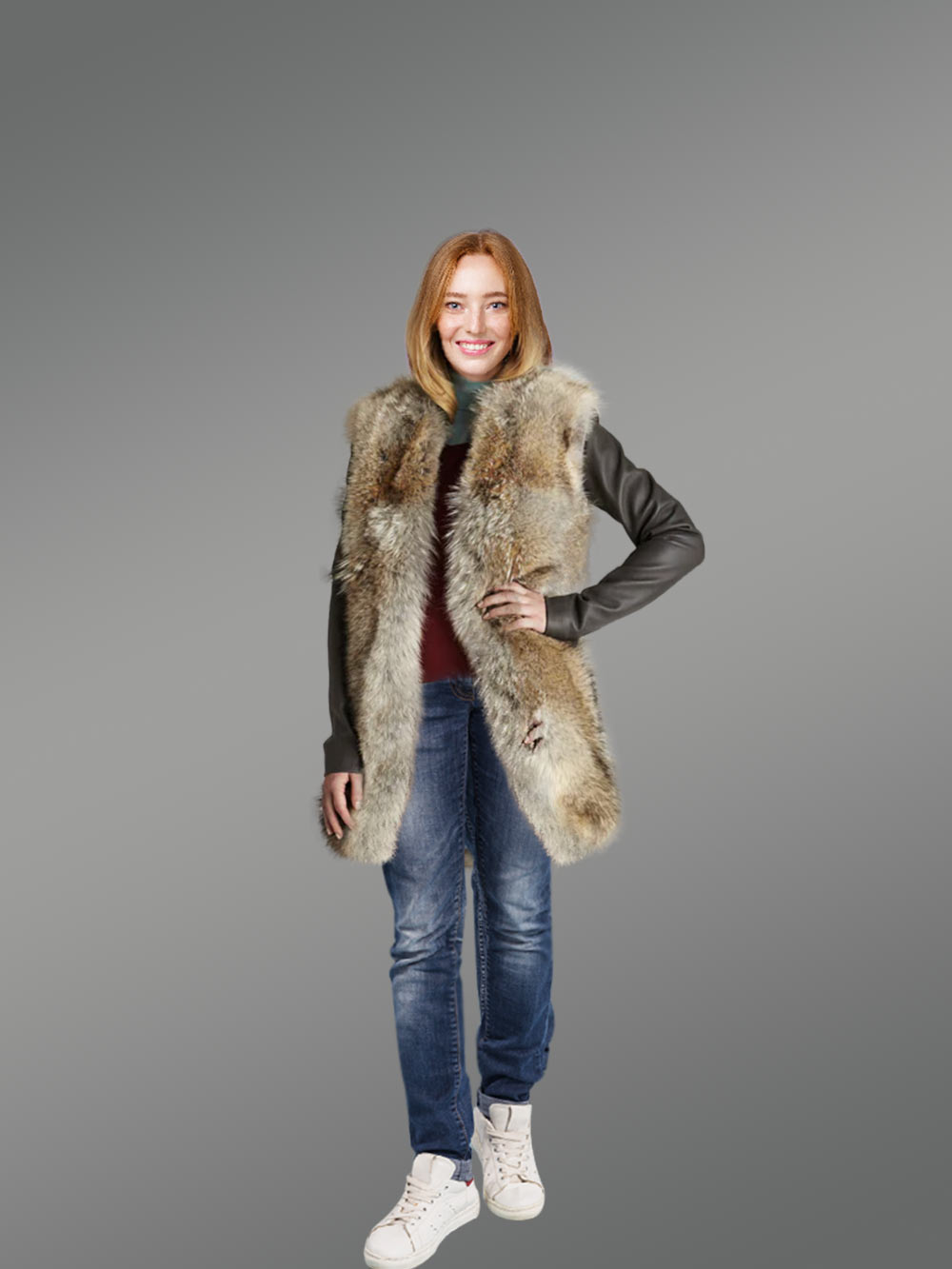 Coyote fur vest on sale