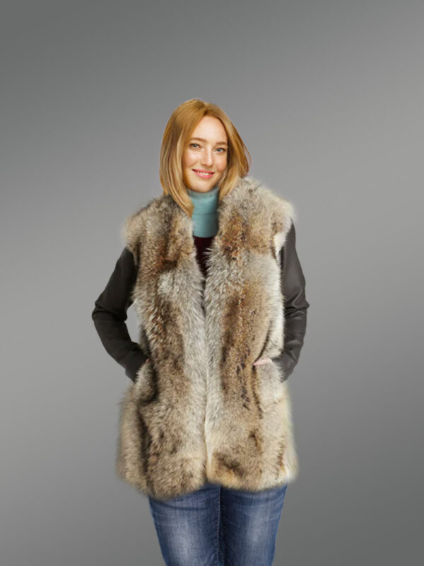 Women Coyote Fur Vest - Image 3