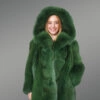Women’s Tuxedo Fox Fur in Emerald Green